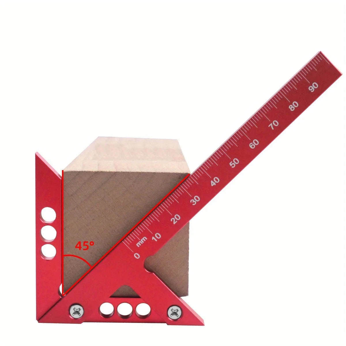 Center Finder Woodworking Square – Aluminum Angle Line Gauge-Metric Red