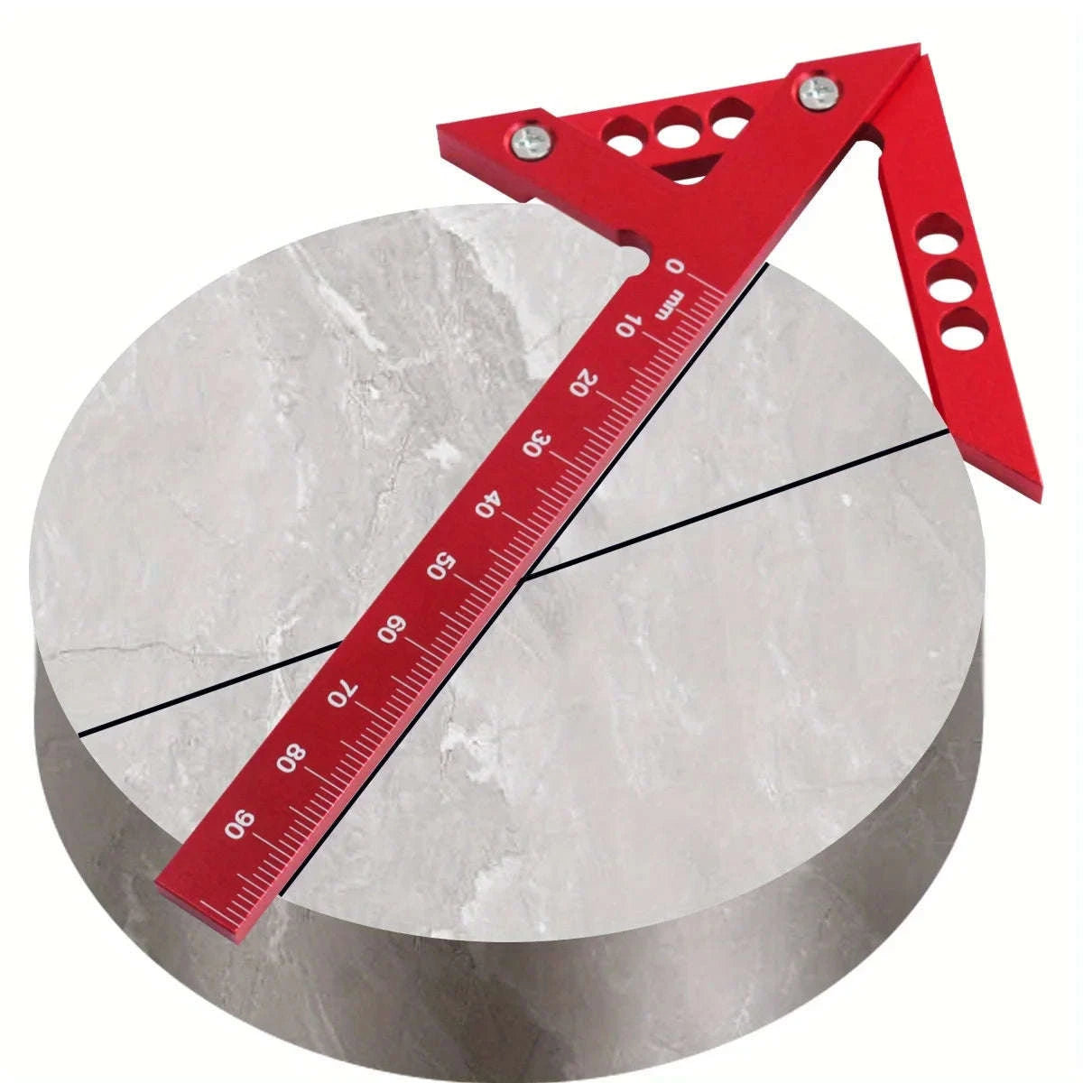 Center Finder Woodworking Square – Aluminum Angle Line Gauge-Metric Red