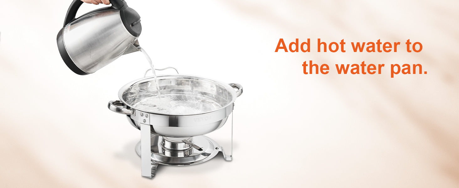 4 Qt Round Chafing Dish Buffet Set with Glass Lid (2 Pack)