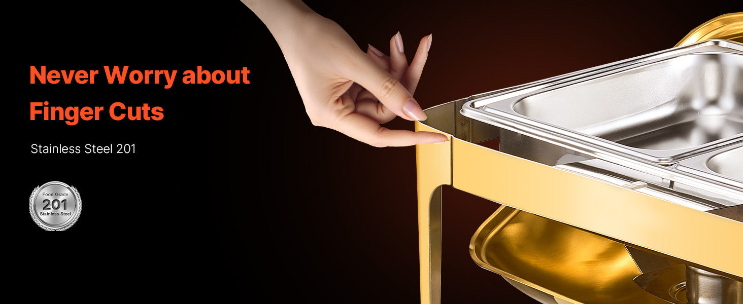 9Qt Roll Top Chafing Dish Sæt Rustfrit Stål Buffetservering