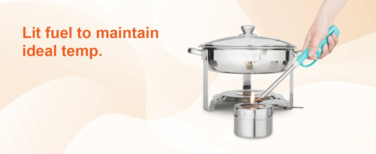 4 Qt Round Chafing Dish Buffet Set with Glass Lid (2 Pack)