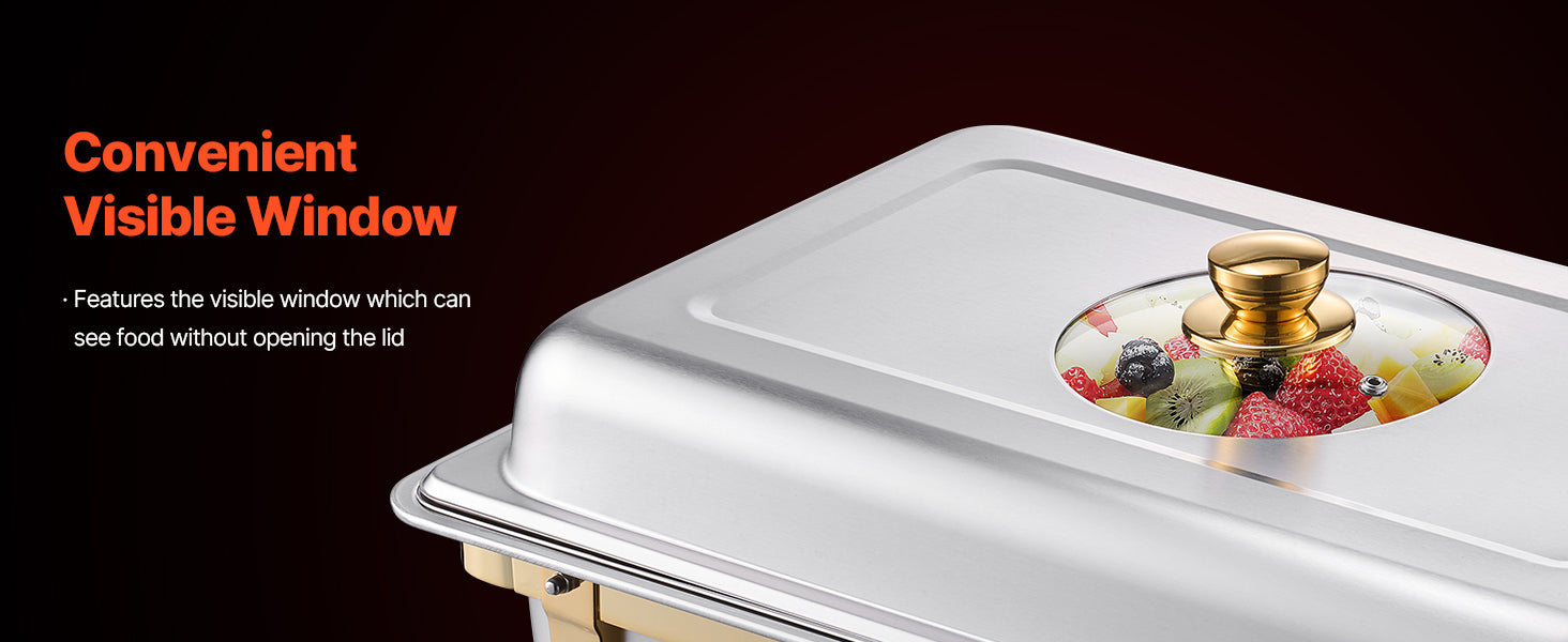 8 Qt 2-Pack Chafing Dish Buffet Set with 4 Full Size Pans