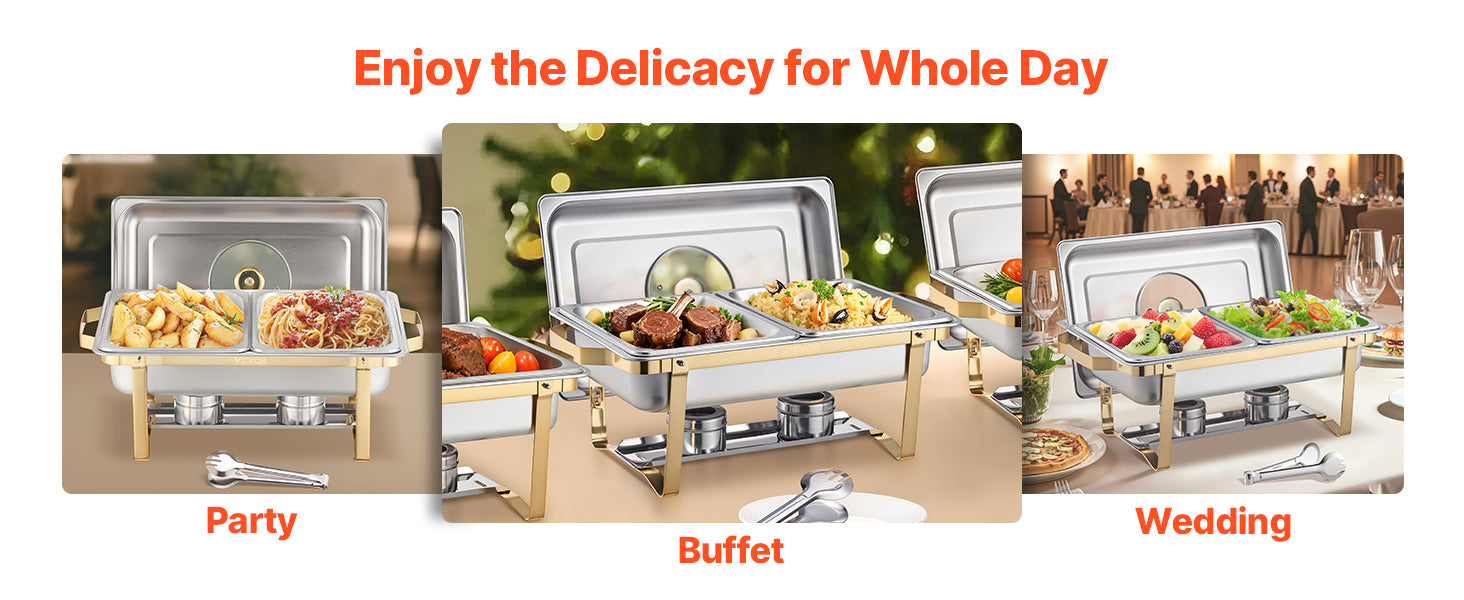 Stainless Steel Chafing Dish Buffet Set with Half-Size Pans