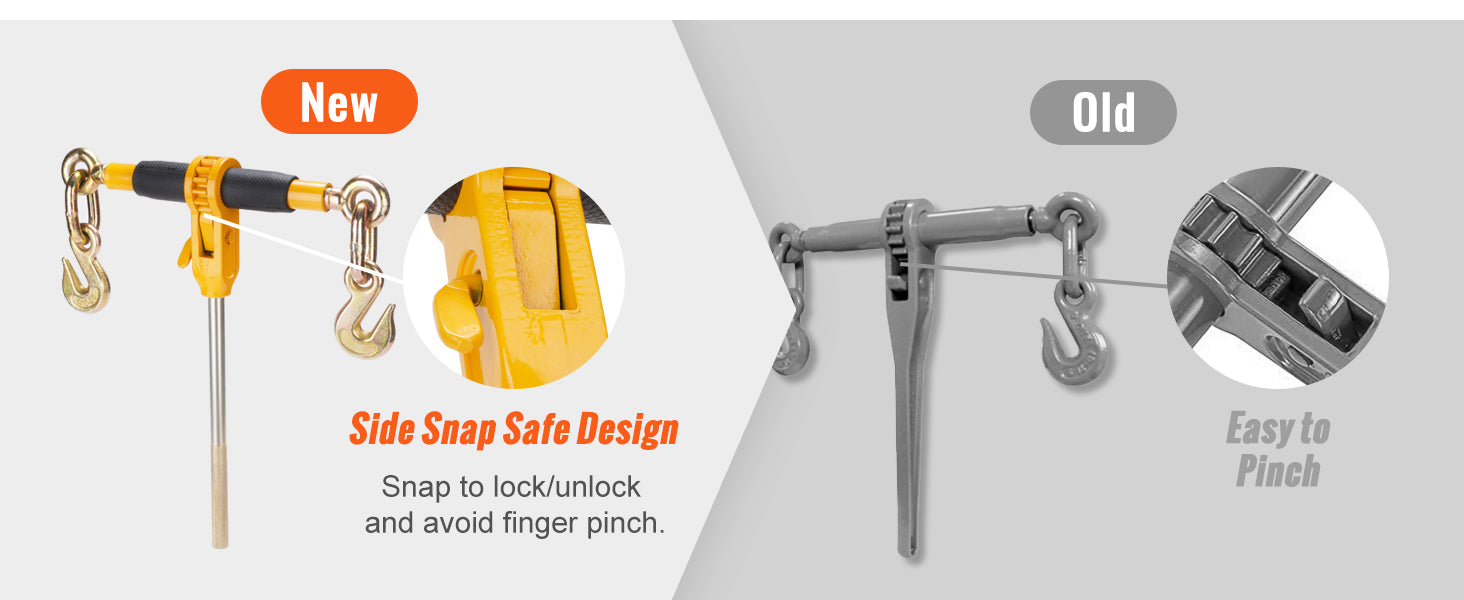 7100 lb Ratchet Chain Binder with Detachable Handle & Hooks