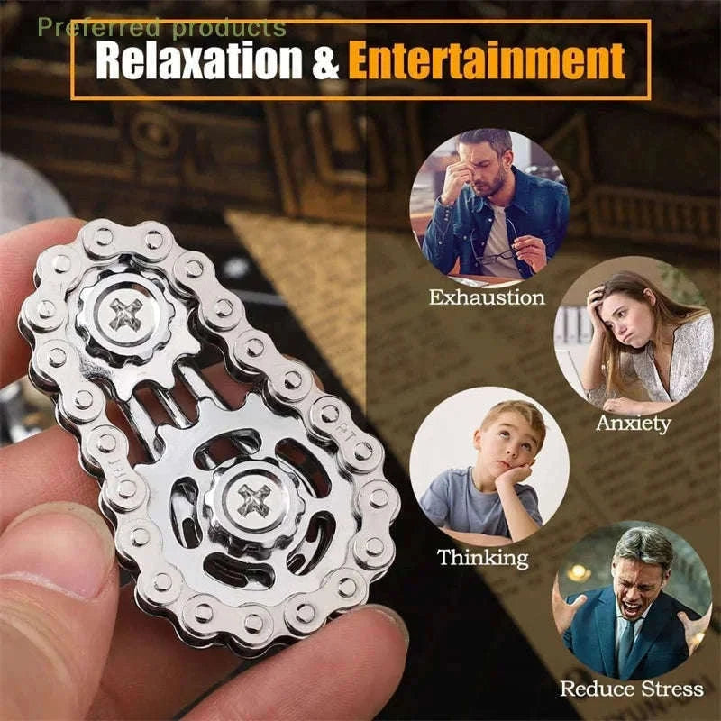 Chain Tooth Mechanical Flywheel Fidget Spinner-Gray