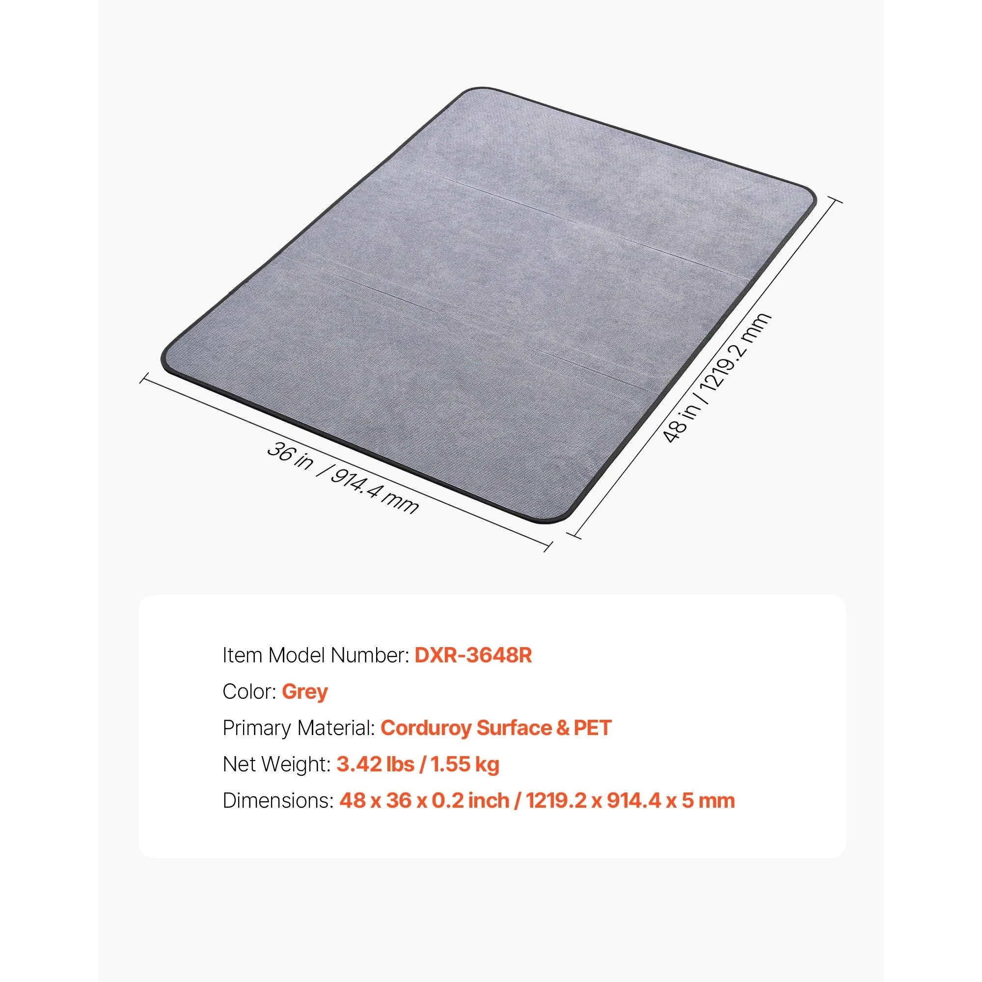 Chair Mat Plastic Floor Protector for Home Office-36x48inch Corduroy / United States