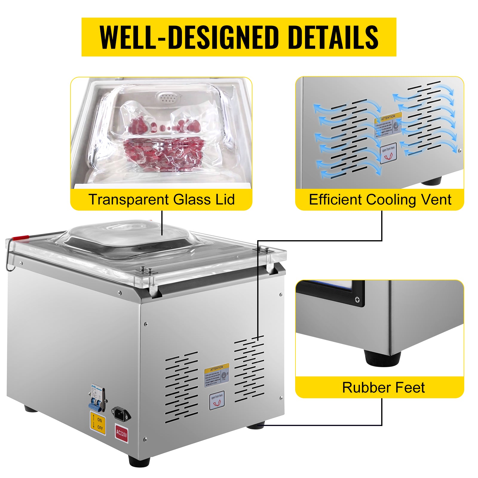 DZ-260C Chamber Vacuum Sealer 31cm Digital Food Packing Machine