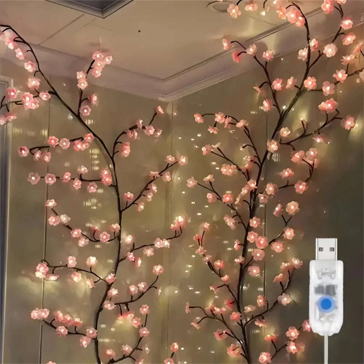 Cherry Blossom 96 LED USB Tree Branch Rattan Lights-warmwhite