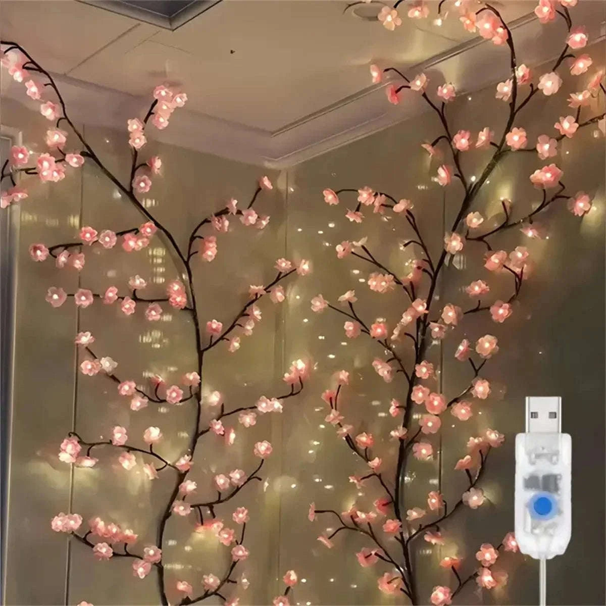 Cherry Blossom 96 LED USB Tree Branch Rattan Lights-warmwhite