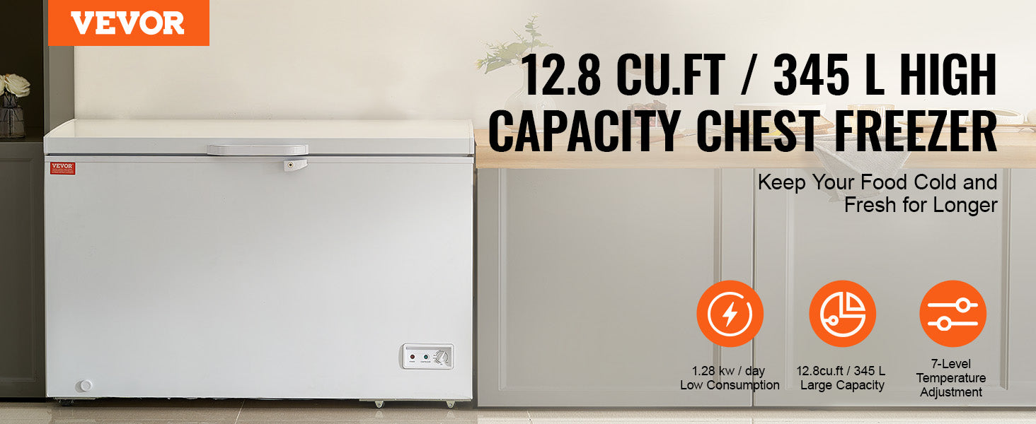 12.8 Cu.ft Chest Freezer with Baskets, Lock Lid & Adjustable Temp