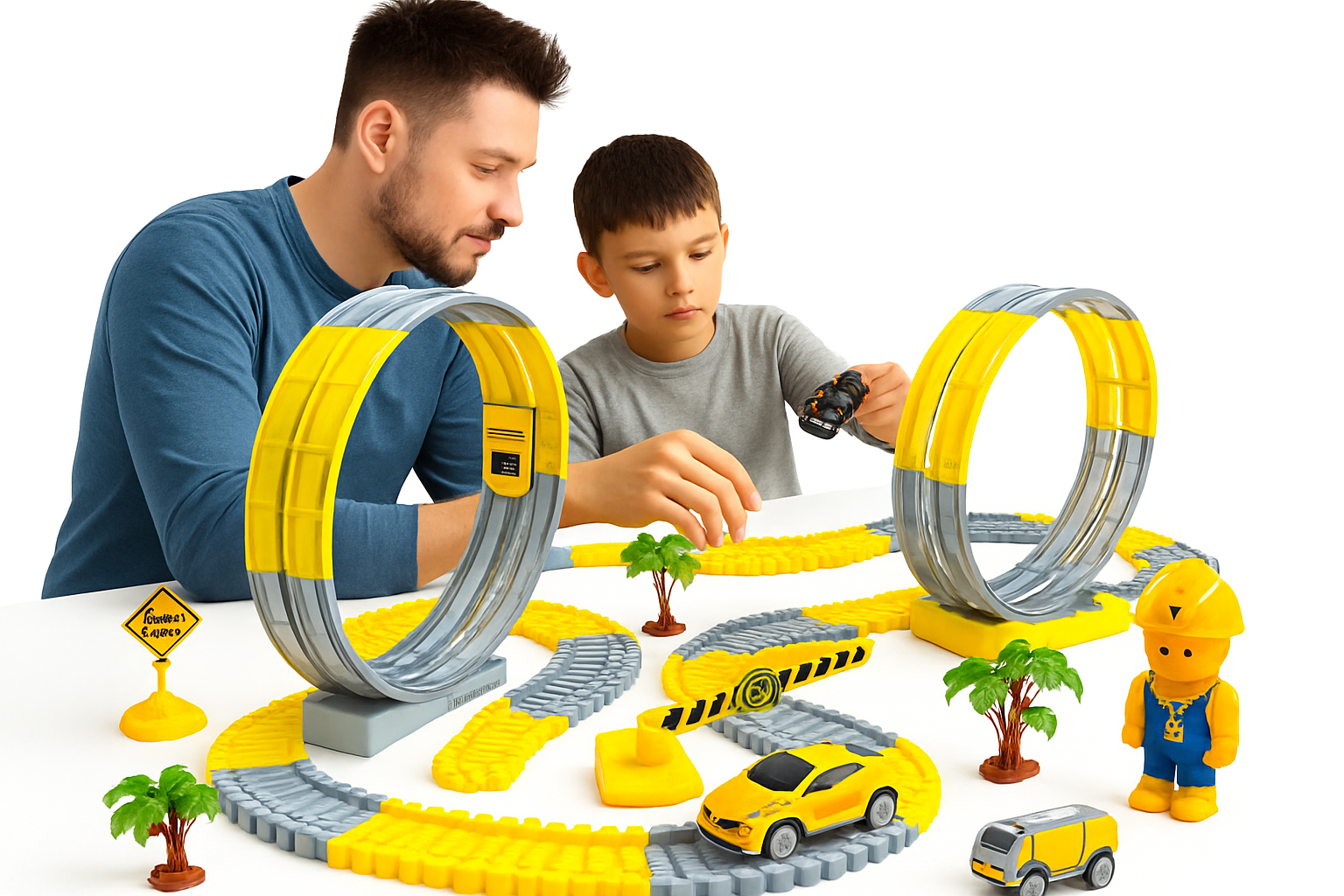 Elektrisches Kinder-Spielzeugset mit flexiblem magischem Rennbahnwagen