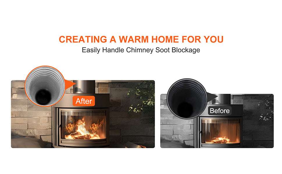 Chimney Sweep Kit with Flexible Nylon Rods & 360° Cleaning Brush-39in 12pcs / United States