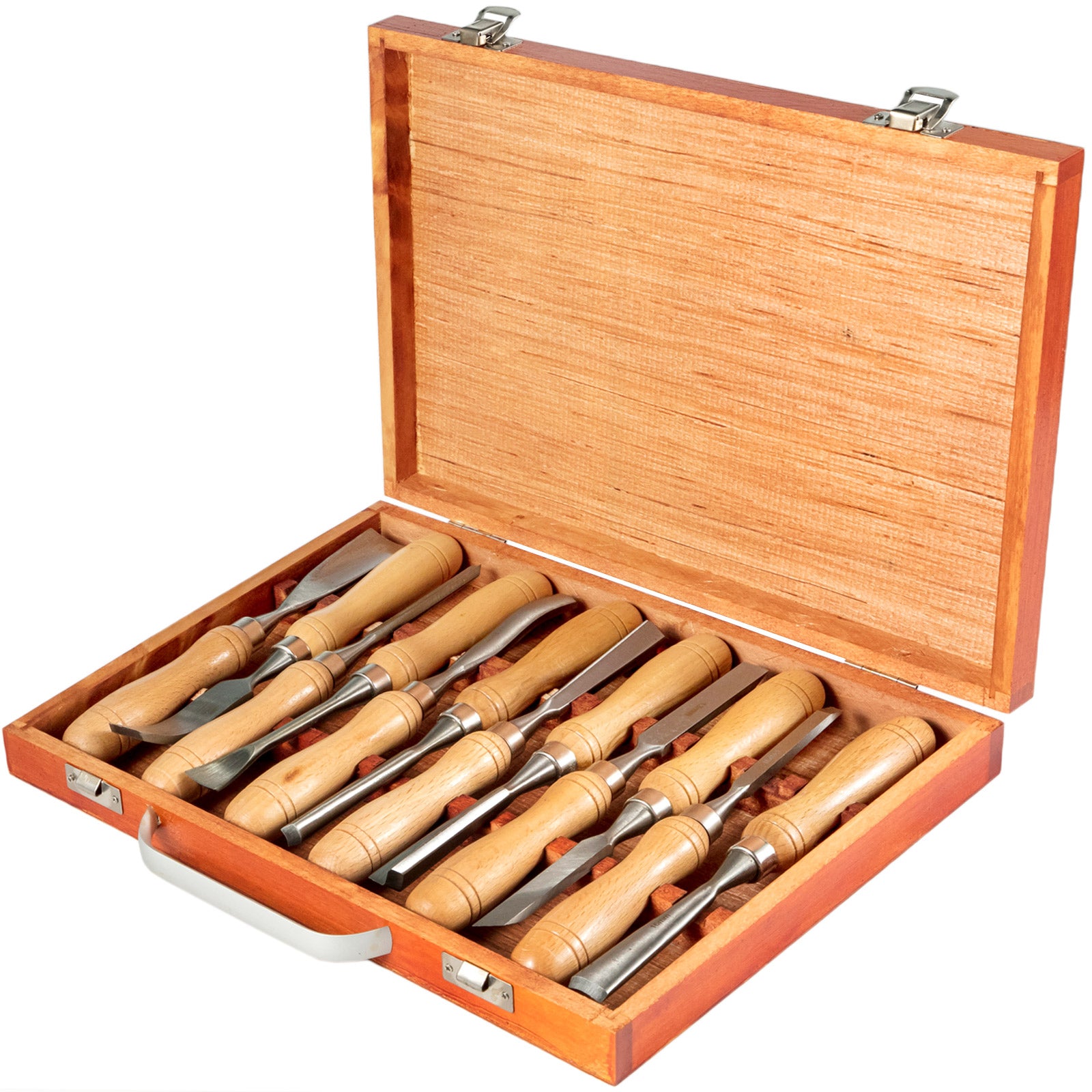 SucceBuy 12-Piece Wood Lathe Chisel Set, 3.75" Blade, Woodworking & Carving Tools with Wooden Case for Furniture & Root Crafting