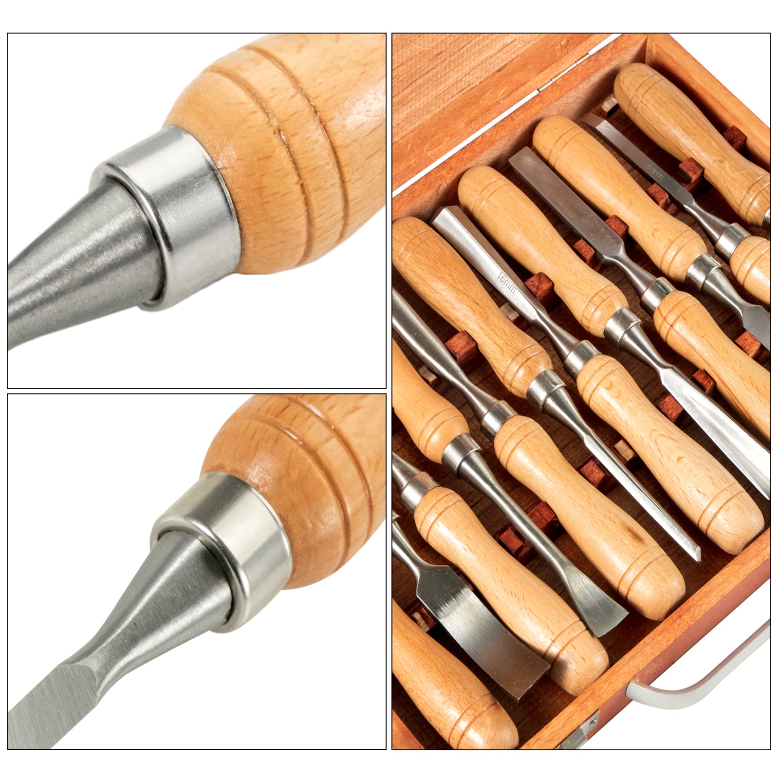 SucceBuy 12-Piece Wood Lathe Chisel Set, 3.75" Blade, Woodworking & Carving Tools with Wooden Case for Furniture & Root Crafting