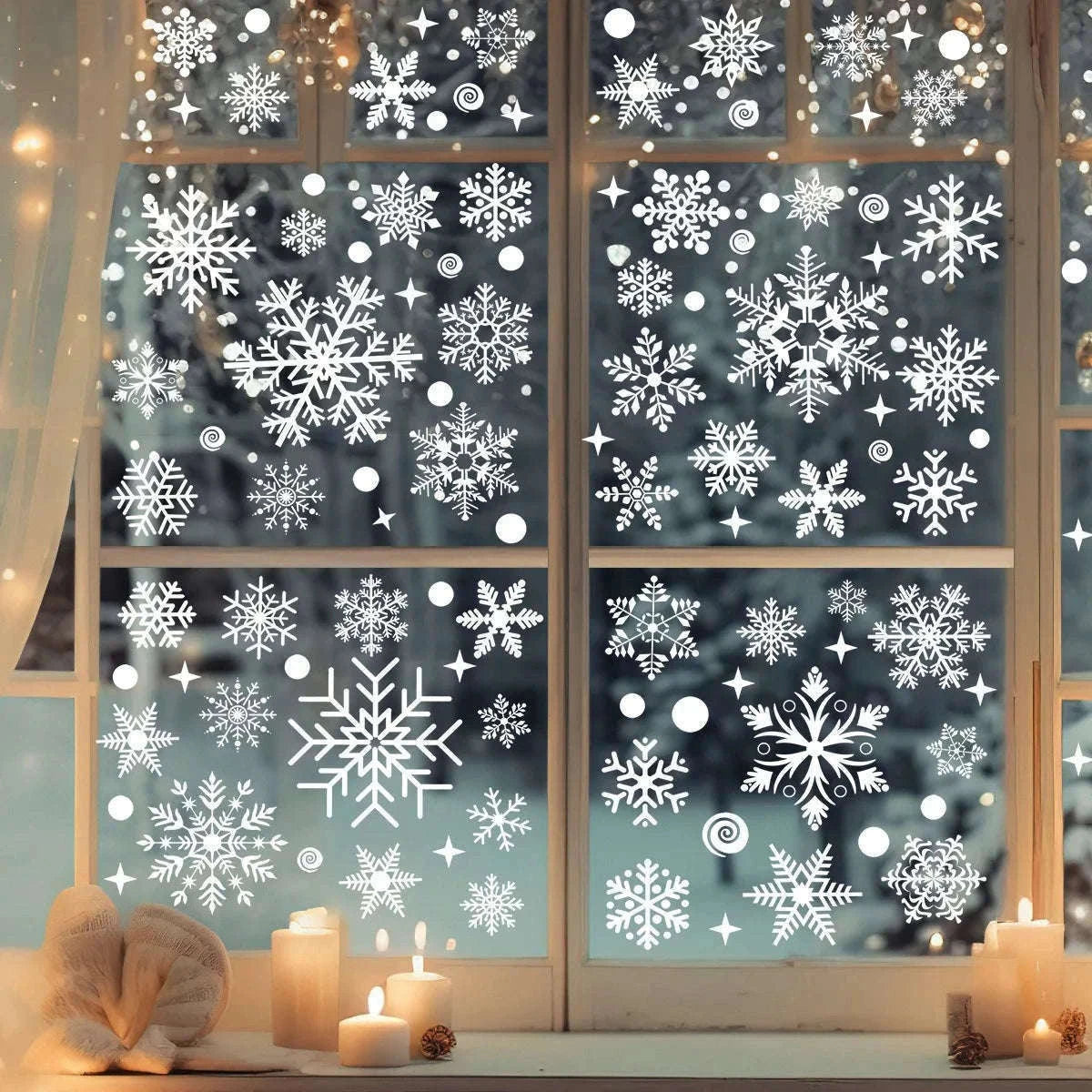 Christmas Window Stickers Santa Claus & Snowflakes Set-D