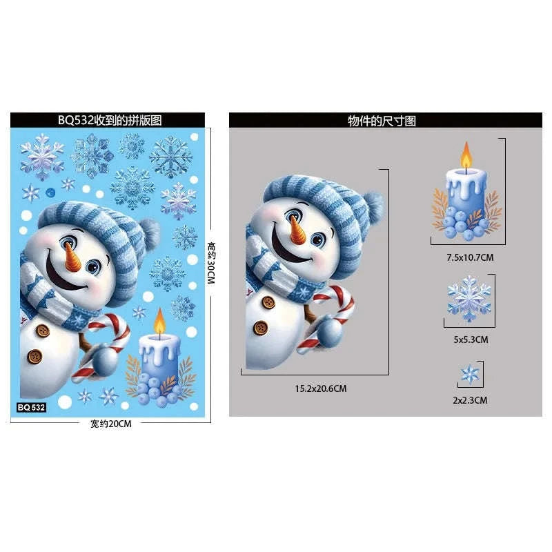 Christmas Window Stickers – Snowman & Santa Decor-E