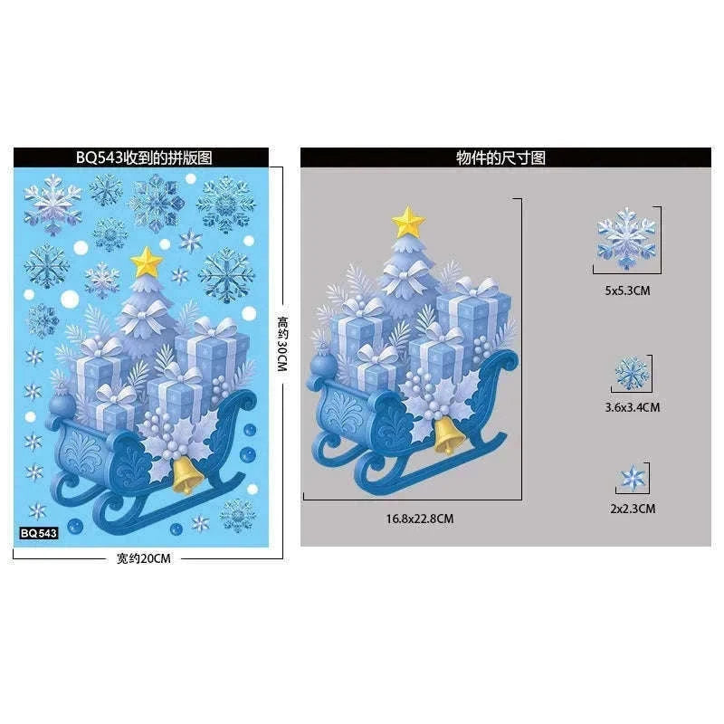Christmas Window Stickers Snowman & Santa Static Cling Decor-E