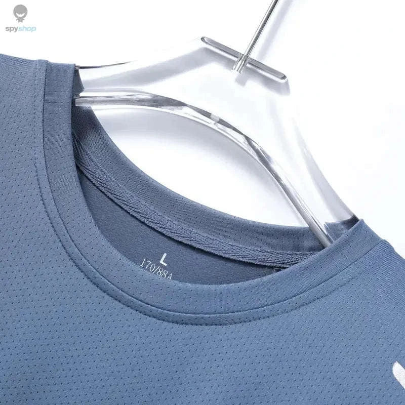 CHRLCK Men's Quick Drying Sports Tee – Lightweight, Breathable Summer Performance Shirt-Navy / 5XL(90-100kg)