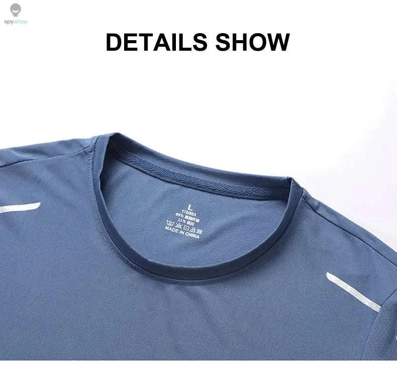 CHRLCK Men's Quick Drying Sports Tee – Lightweight, Breathable Summer Performance Shirt-Navy / 5XL(90-100kg)
