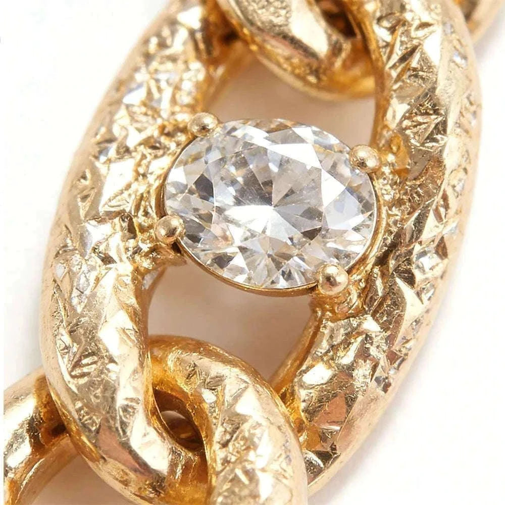 Chunky Gold Curb Chain Necklace with Crystal Accents Adjustable Fit-MY250900015G224
