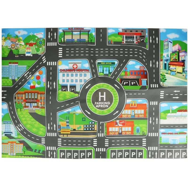 City Road Map Carpet Play Mat-83X58cm road map