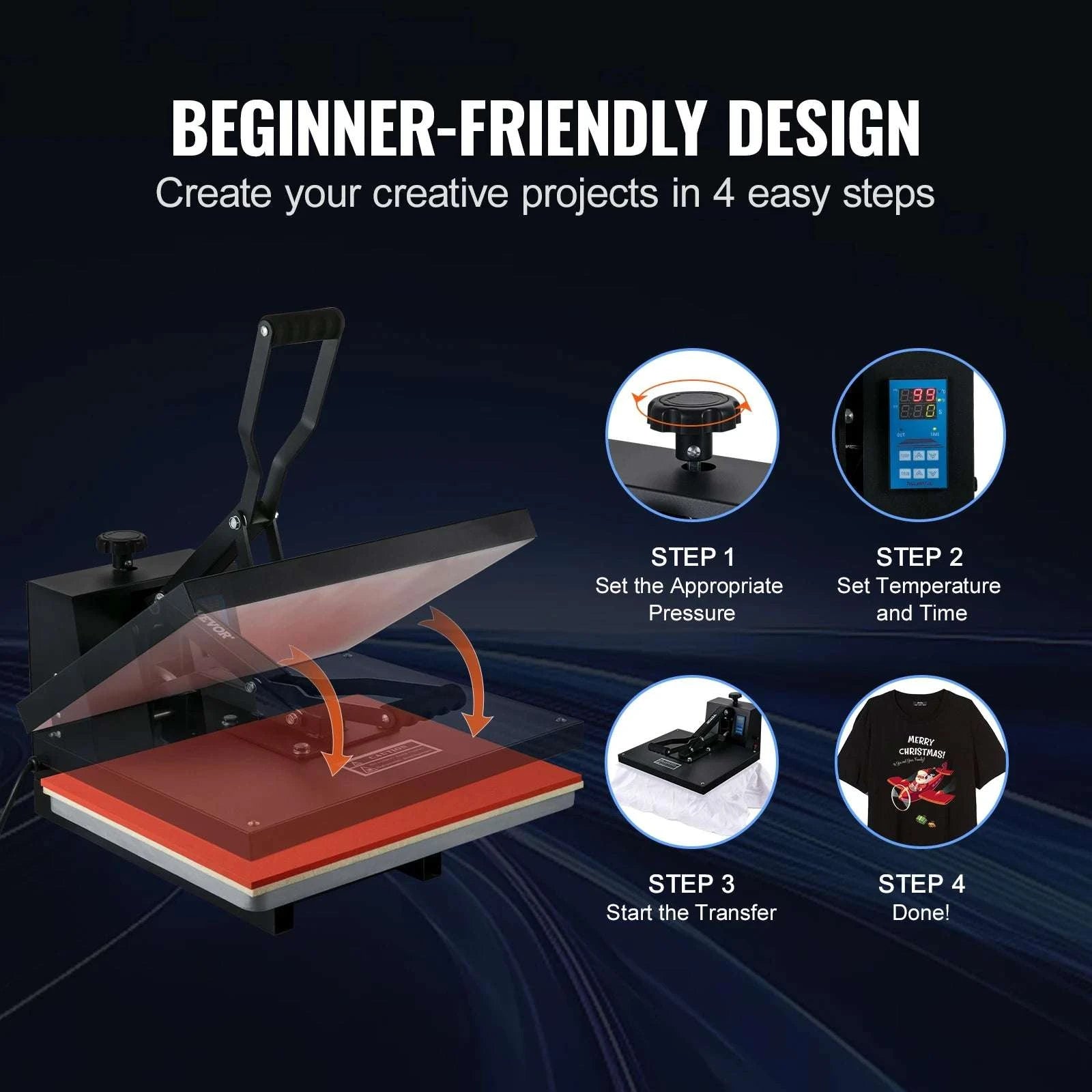 Clamshell Heat Press Machine 15x15–16x24 for T-Shirts & Sublimation-Black 15in x 15in / United States
