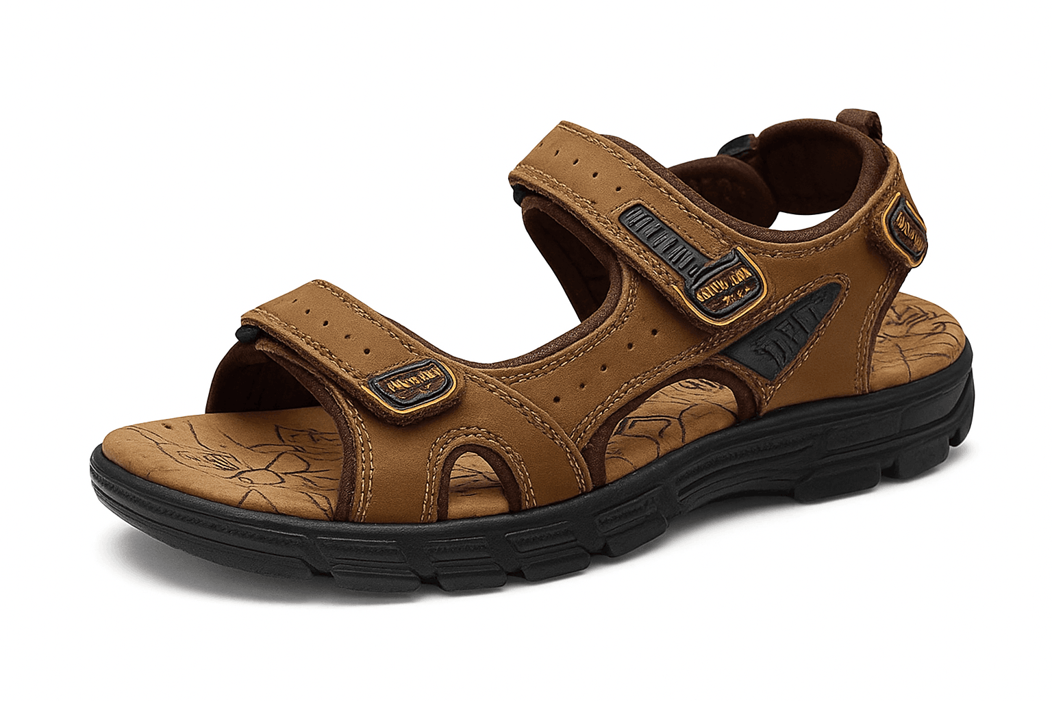 Classic Men's Genuine Leather Gladiator Sandals-Black / 6.5