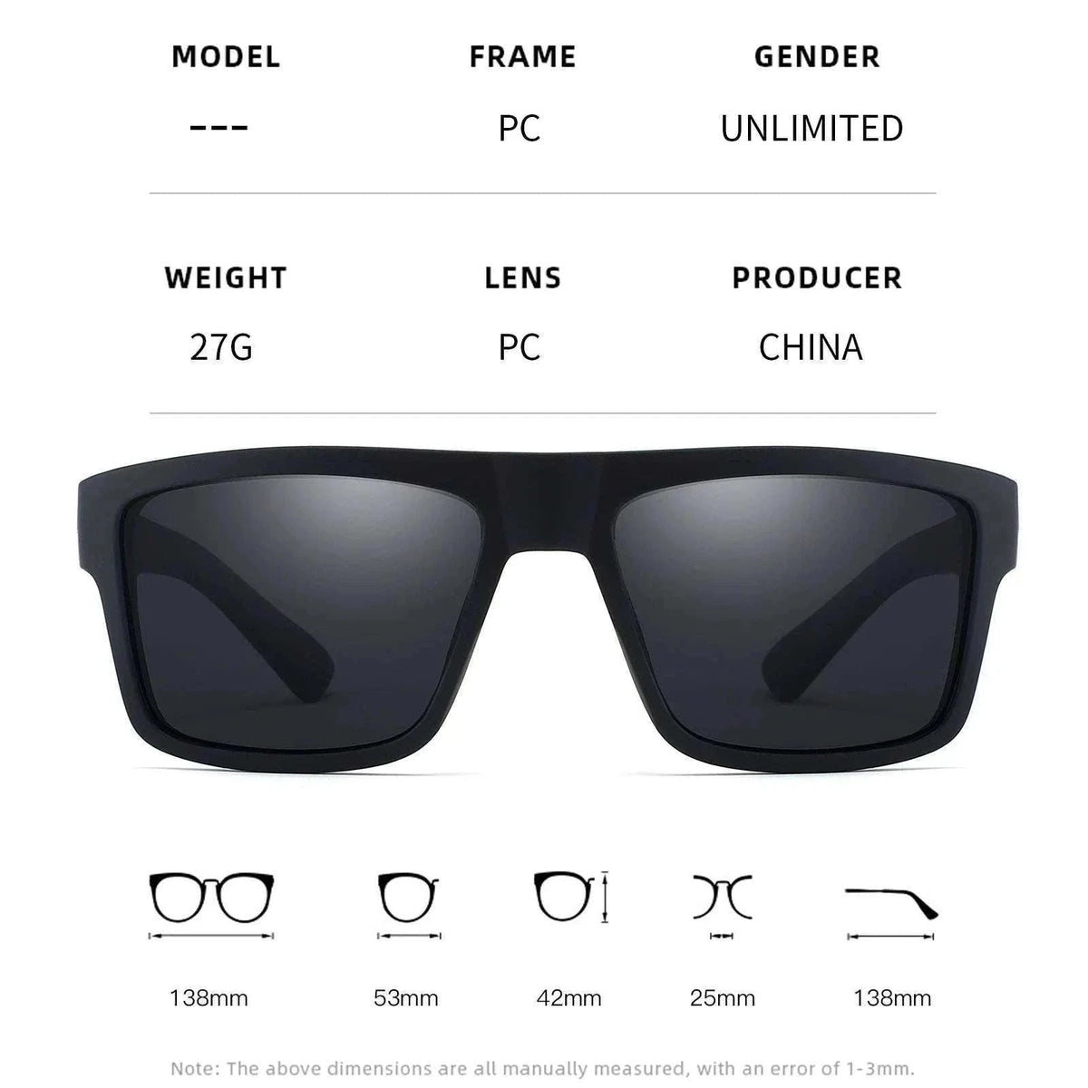 Classic Polarized Sunglasses with Square Frame for Men and Women-FC5