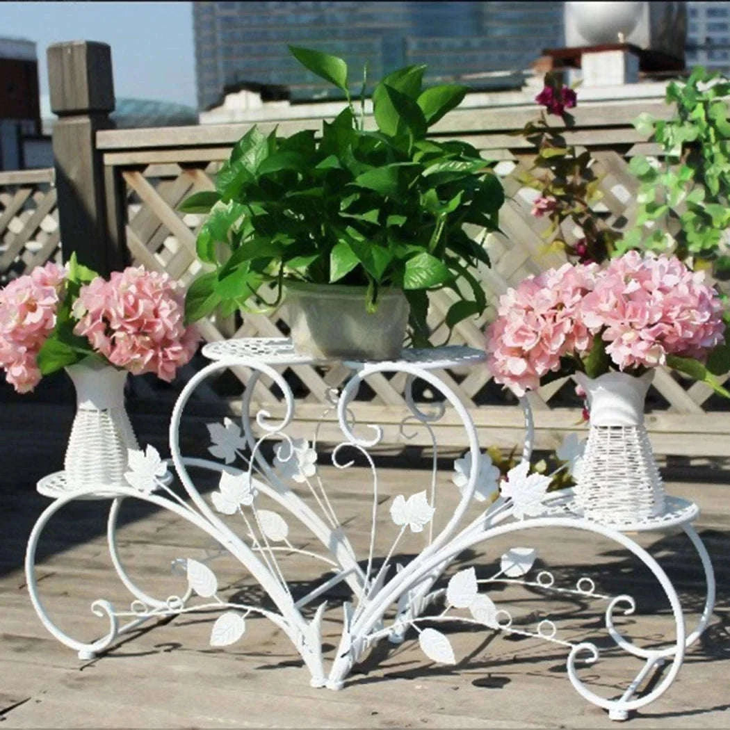 Classic Tall Plant Stand Set with 4-Tier Iron Frame-black / United States