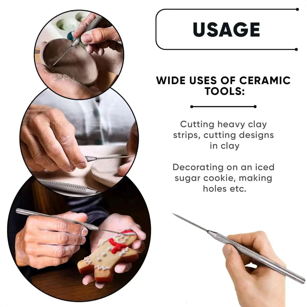 Clay Sculpting Needle & Texture Tool Set for Ceramics and DIY Craft-United States / 4pcs