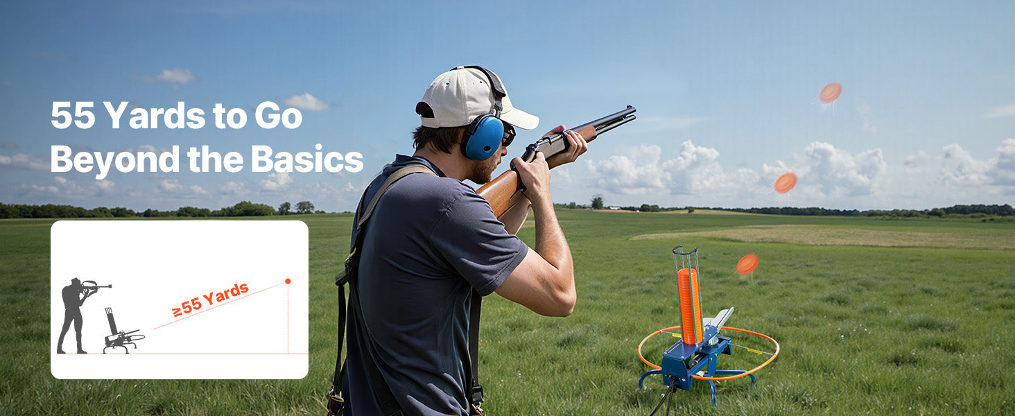 Clay Target Thrower with Adjustable Angle and Foot Pedal, 50-Target Capacity