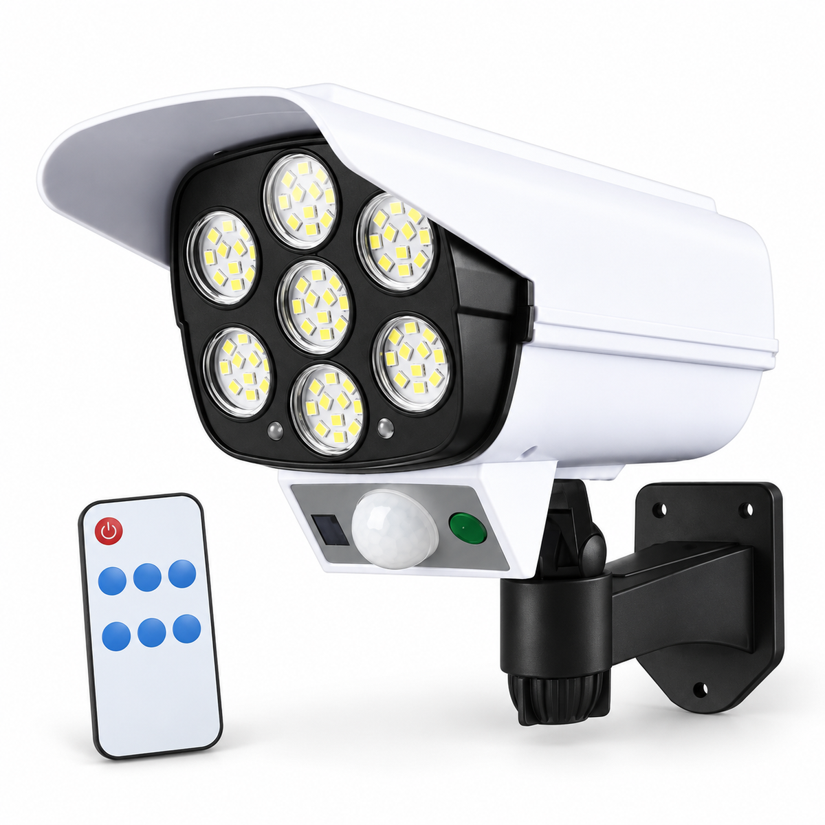Solar Lights  Outdoor With Motion Sensor Remote Controller FloodLights Wireless Dummy Decoy Fake Security Camera for Garden