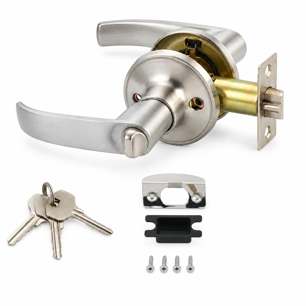 Household Door Handle Lock Round Security Privacy Sliding Front Doors Entrance Keyed Locks for Bedroom Living Room