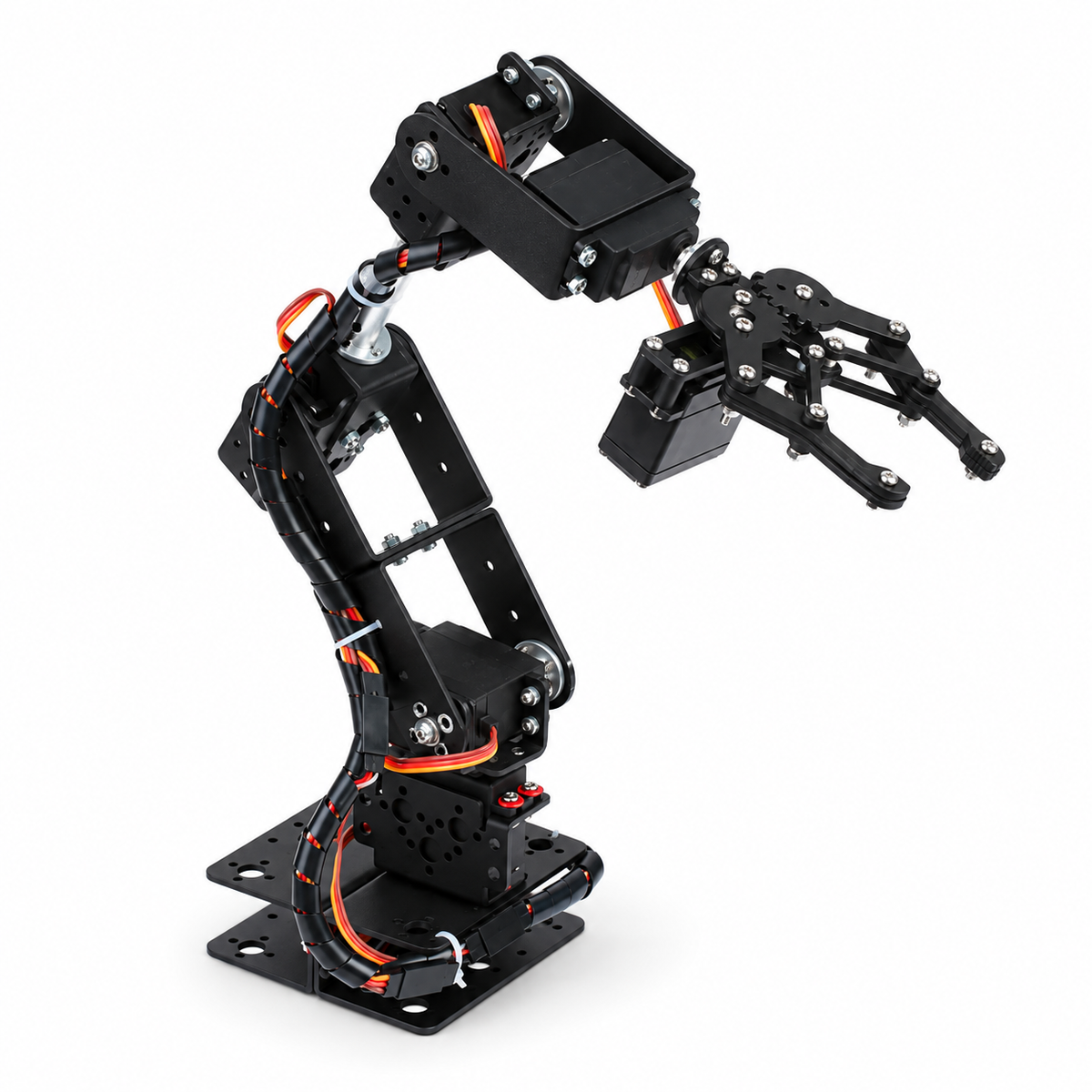 6-DOF Robotic Arm Multi-DOF Robot Servo Grasping Maker Education DIY Kit + Servo + 25T Servo Metal Steering Wheel with Screws