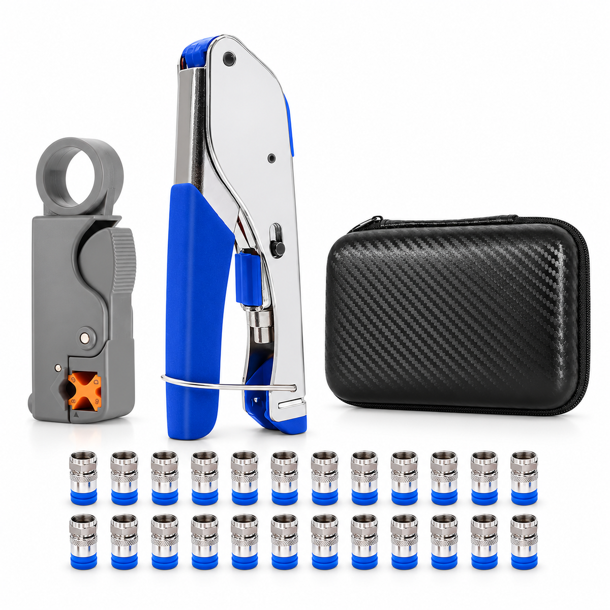 ZoeRax Coaxial Compression Tools Kit Coax Cable Crimper Pliers with 20PCS RG6 F Connectors,Wire Coax Cable Stripper Tool