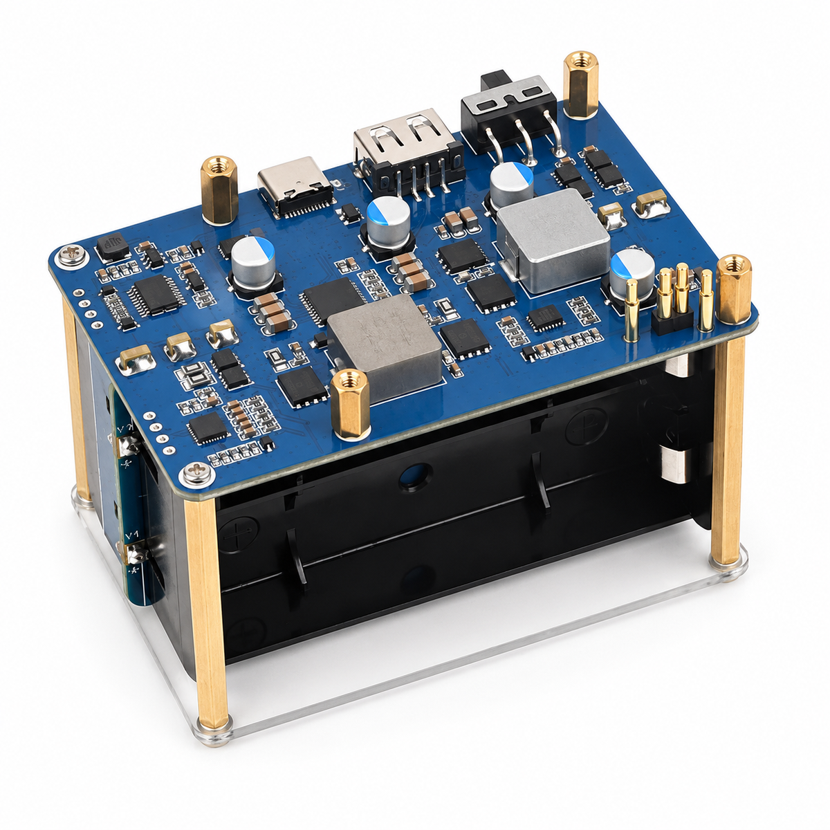 UPS HAT (E) 5V 6A Uninterruptible Power Supply for Raspberry Pi 5 4B 3B Pogo Pins Connector Support 4x 21700 Li Batteries