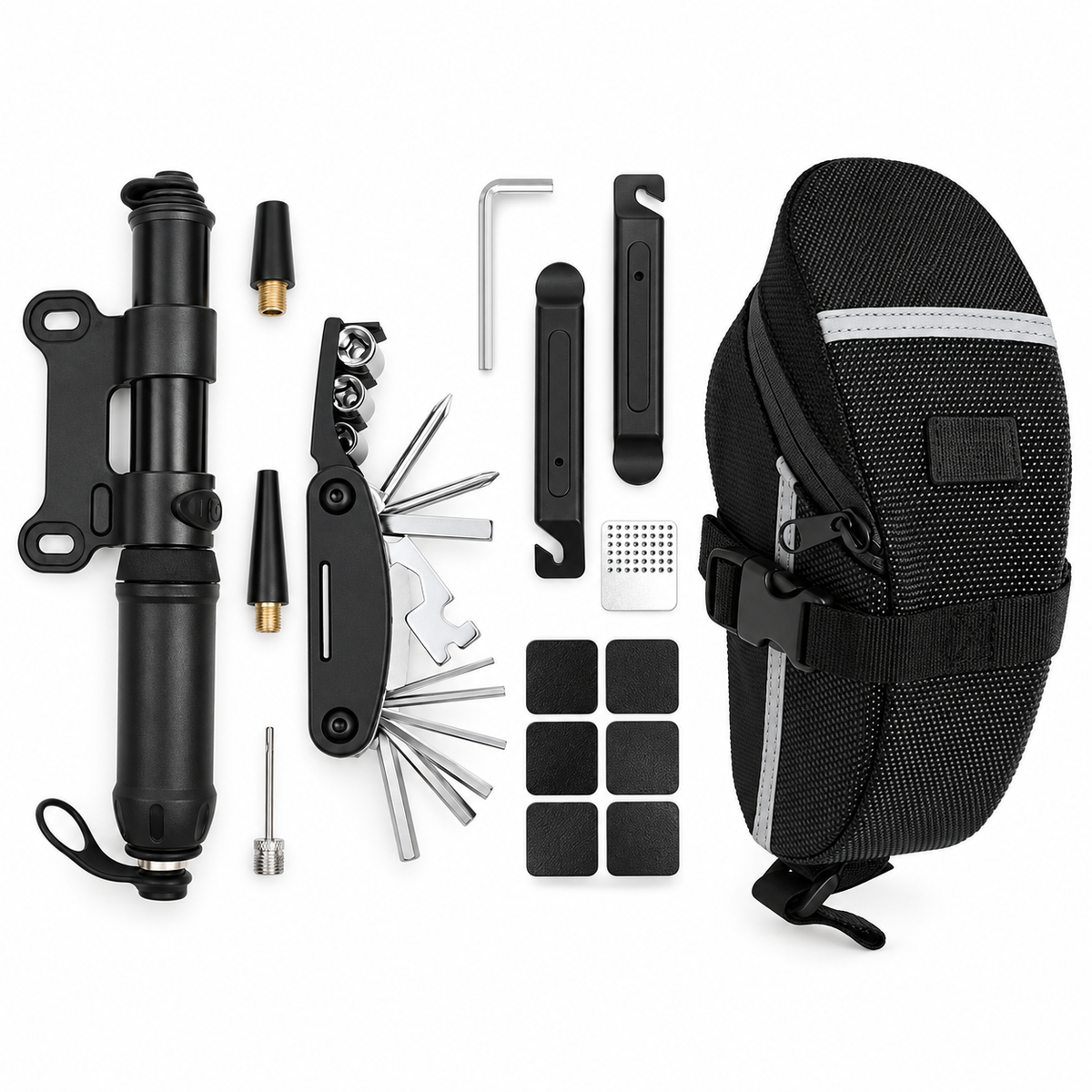 Portable Bicycle Repair Tools Kit Bike Repair Tools Kit Pump Saddle Bag Tire Patch Multi-functional Wrench Tool Set Accessories