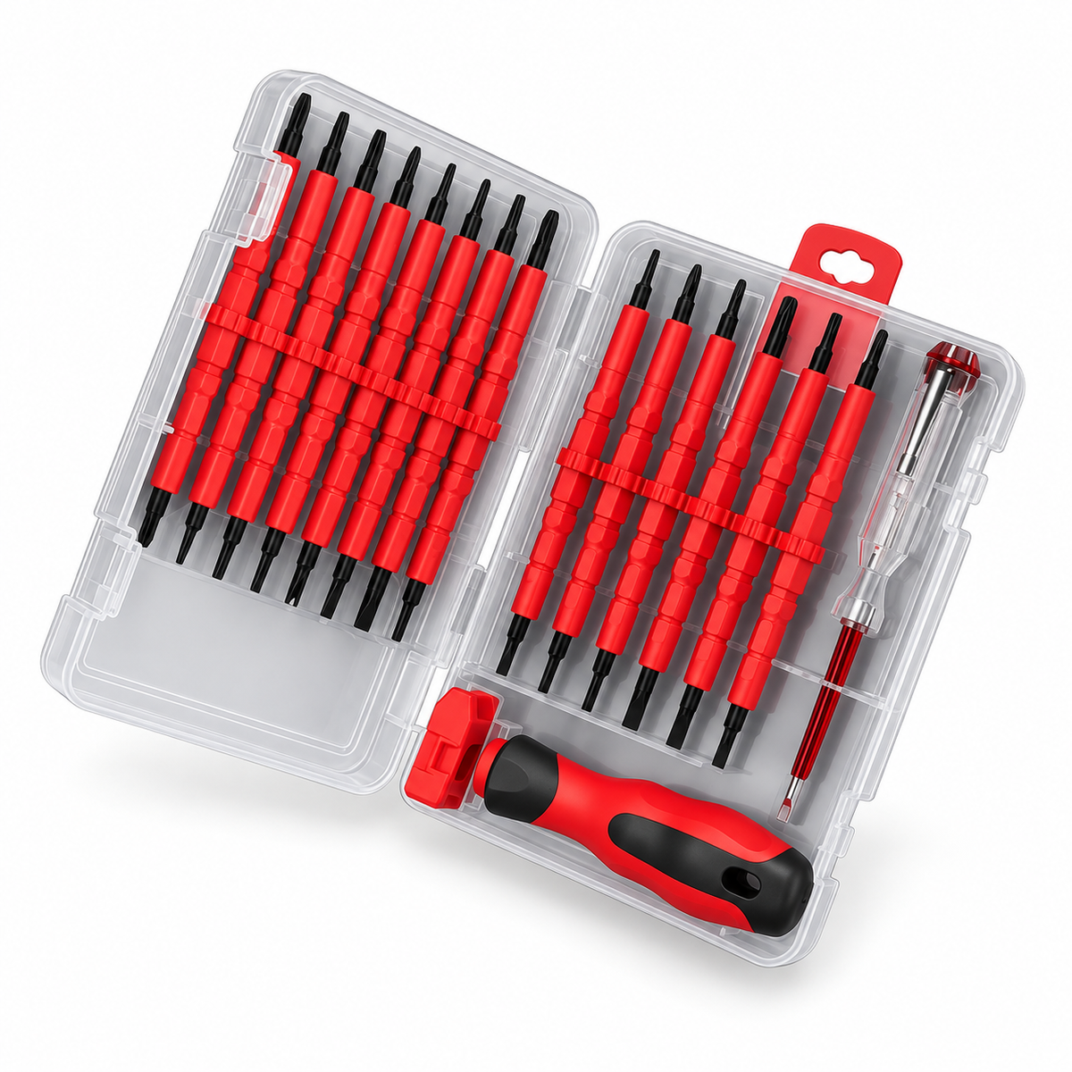Insulated Screwdriver Set 18-31 in 1 Electrician Maintenance Tools Kit CRV Tip Magnetic Dual Head Precision Removable Bits