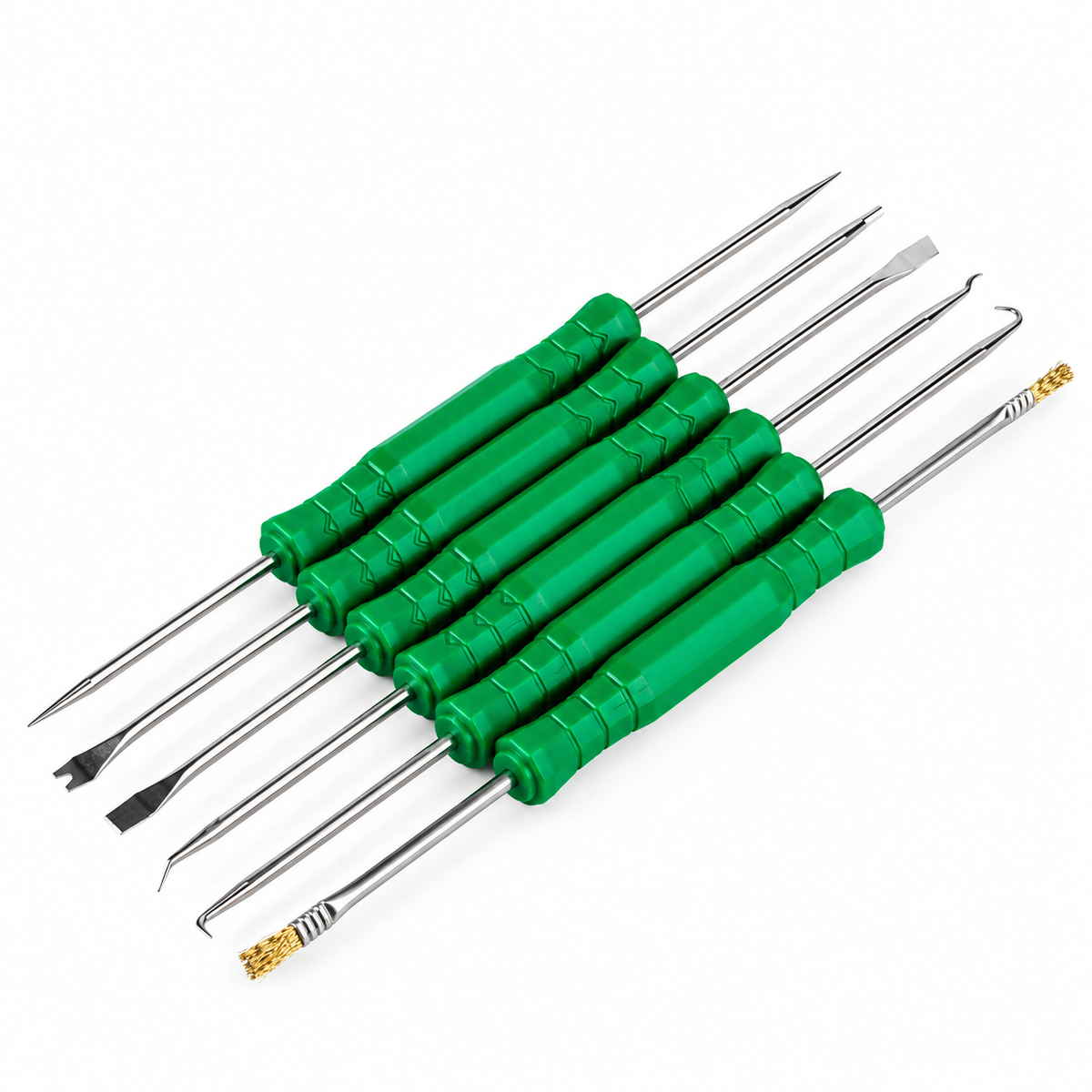 6Pcs PCB Desoldering Aid Tool Kit Soldering Welding Aid Assist Tool Cleaning Repair Tool Scraper Awl Brush Fork Hook Push Rod
