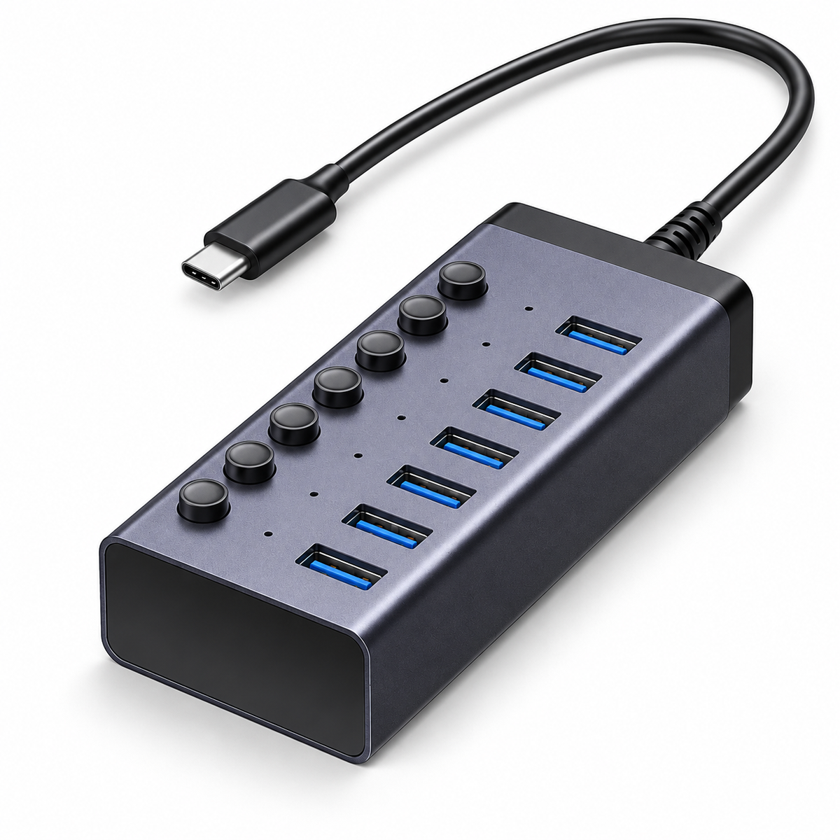 UGREEN USB C Hub 7-Port USB3.0 Splitter with Individual OFF/ON Switch LED Indicator for Desktop PC Laptop USB Ports Extender