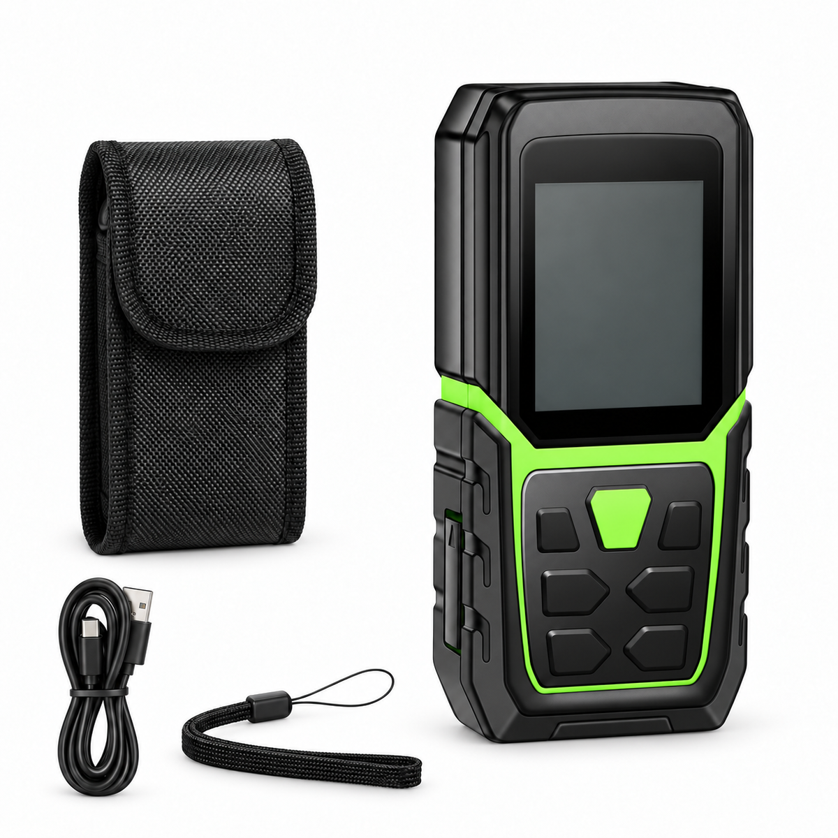 Laser Rangefinder 330Ft/100M(165Ft/ 50M 390Ft/120M)Backlit LCD Laser Measure M/In/Ft with Li-ion Battery & Electric Angle Sensor