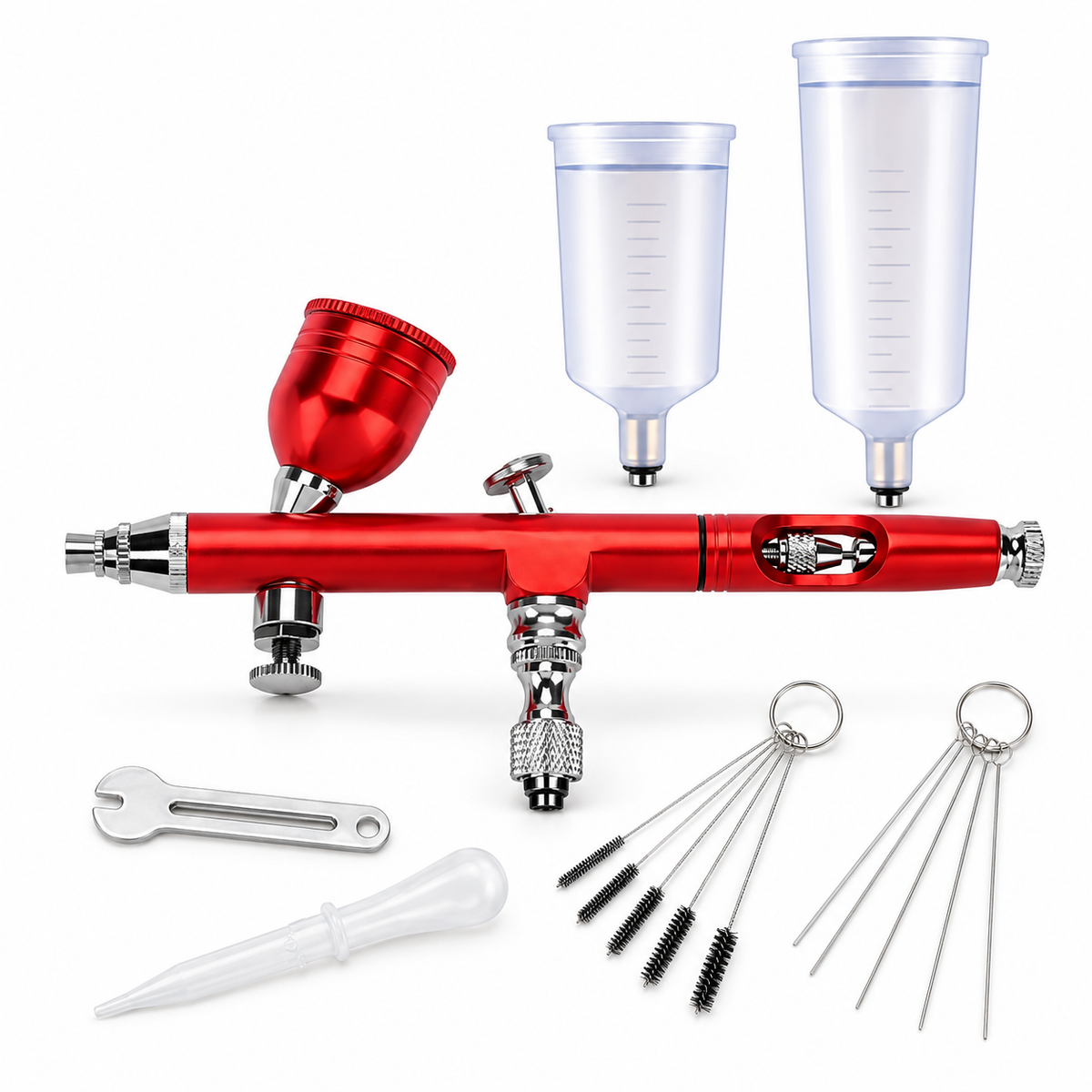 Airbrush Kit, Dual-Action Gravity Air Brush Gun with 3 Nozzle Sets, Aluminum Spray Gun for Makeup Nail Art Painting Model