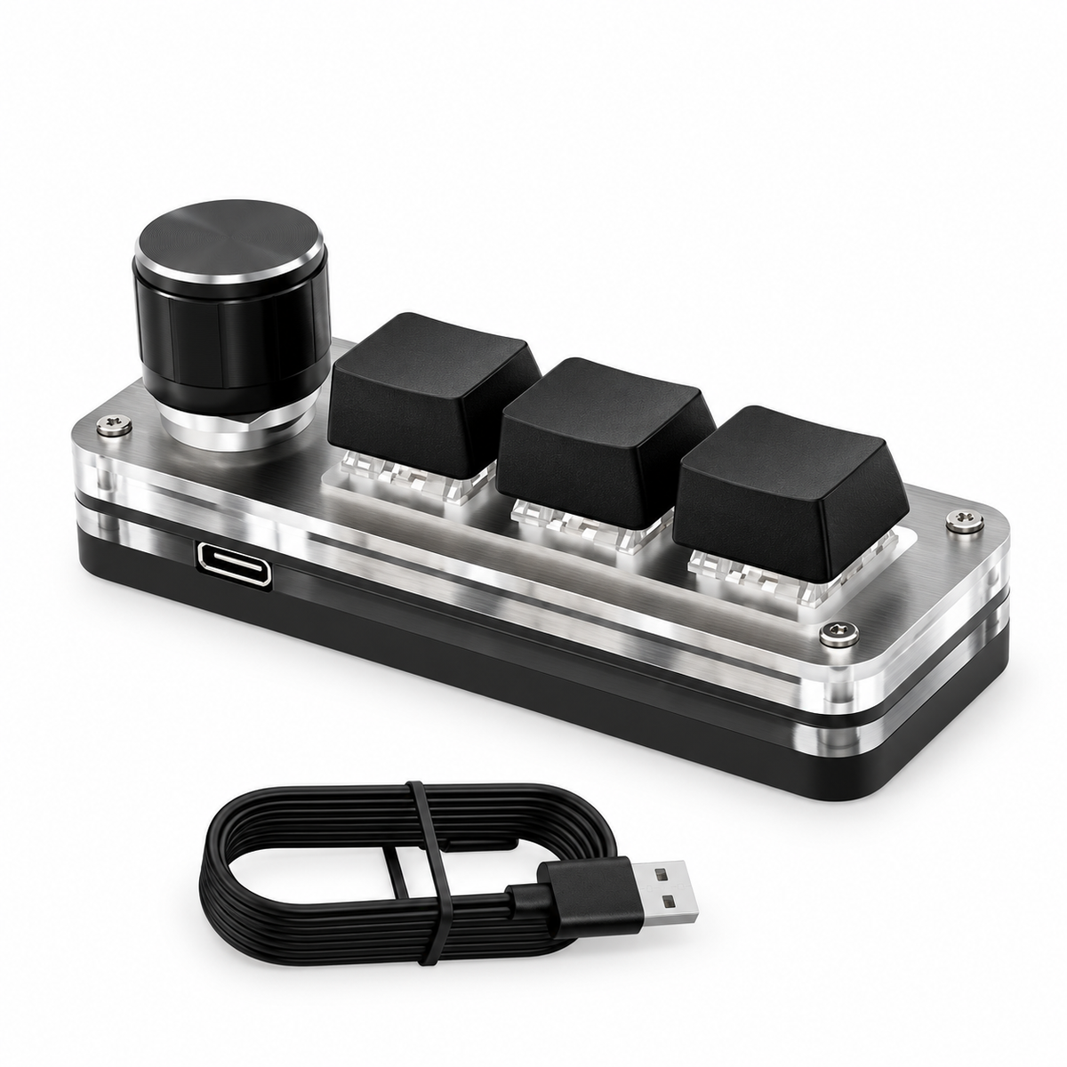 Mini Keyboard 3 Keys 1 Knob RGB Programming Macro Mechanical Keyboard Gaming Custom Switch Portable Keypad For Photoshop