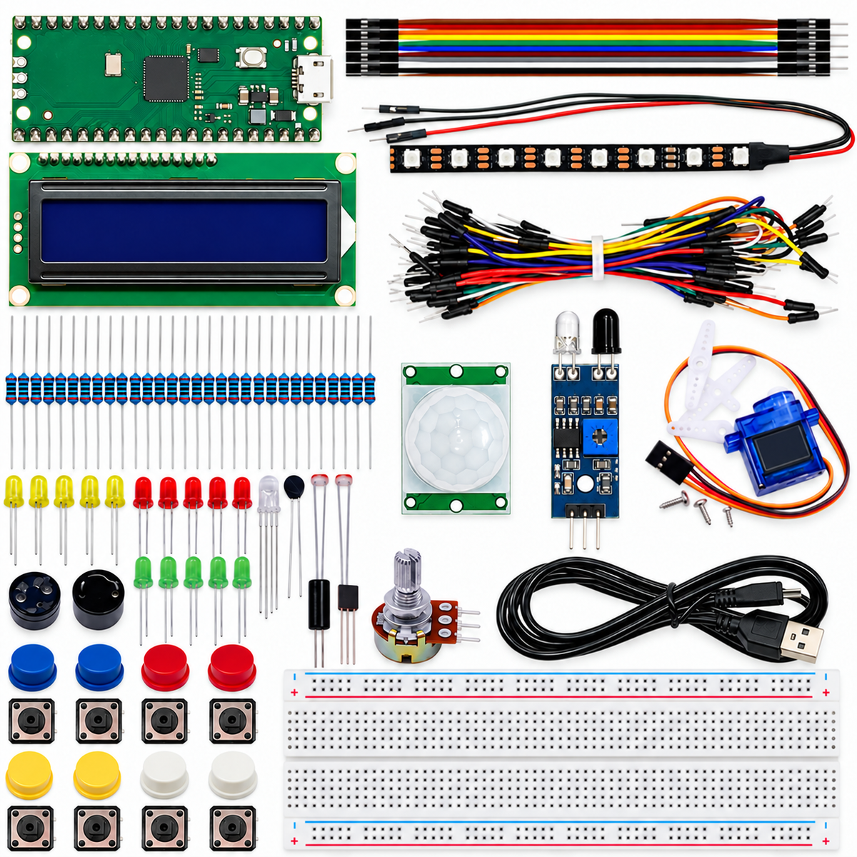 Pi Pico Starter Kit  Raspberry Pi pico development board kit Raspberry pi RP2040 programming +LCD1602 LCD screen 1 Set