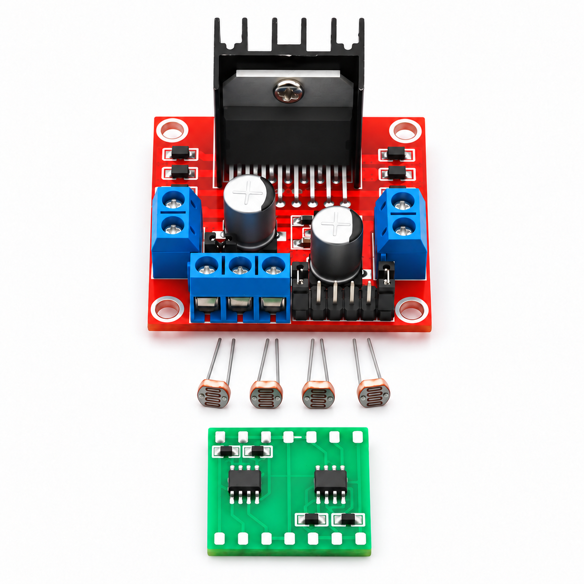 Dual Axis Solar Tracker Solar Automatic Tracker Tracking Sensor + L298N Motor Drive Board 4pcs 5539 Photoresistor