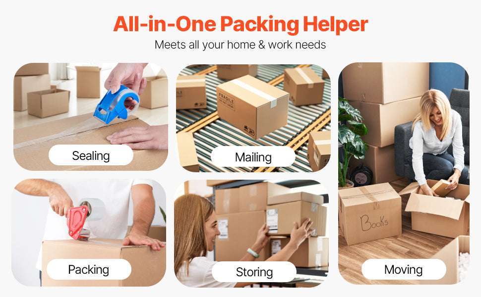 Clear Packing Tape 6 Rolls with Dispenser 2.7 Mil Heavy Duty-6pcs / United States