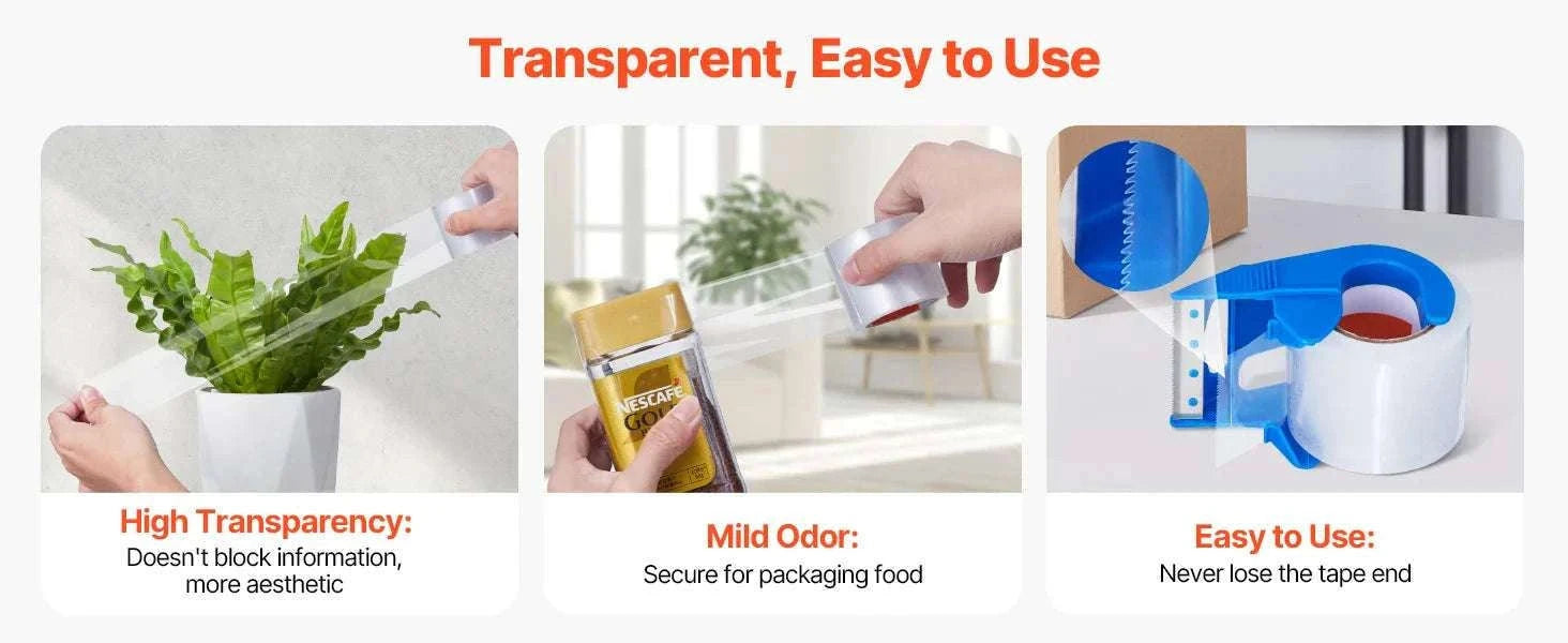 Clear Packing Tape 6 Rolls with Dispenser 2.7 Mil Heavy Duty-6pcs / United States