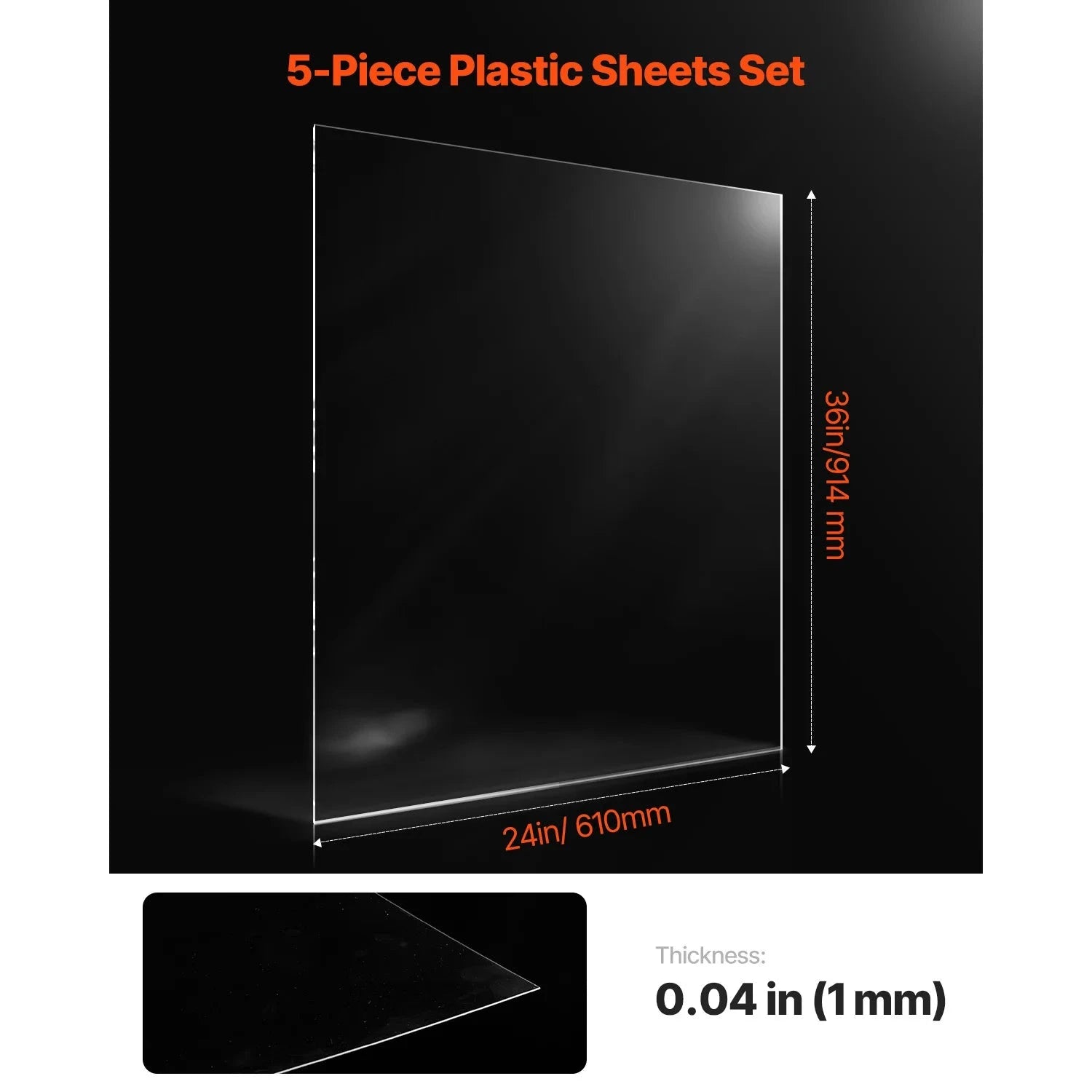 Clear PET Plastic Sheets 5-Pack 24 x 36 in 0.04 in Thick-24x36inch 5Pcs / United States