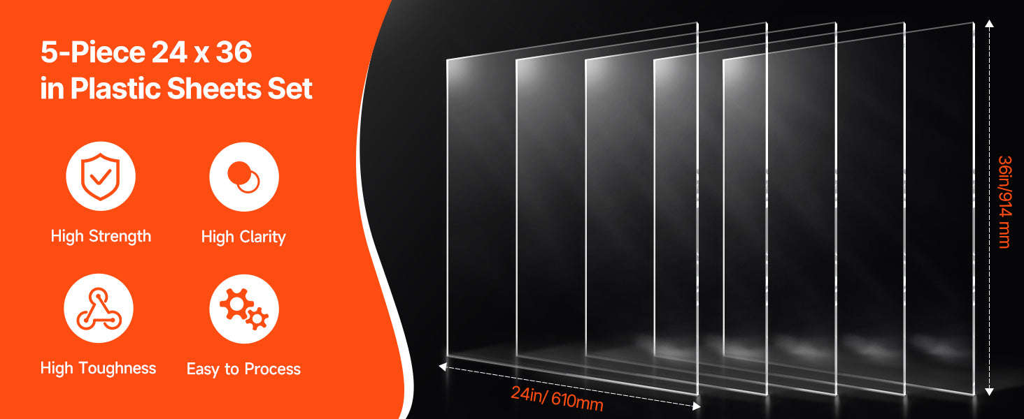 Clear PET Plastic Sheets 5-Pack 24 x 36 in 0.04 in Thick-24x36inch 5Pcs / United States