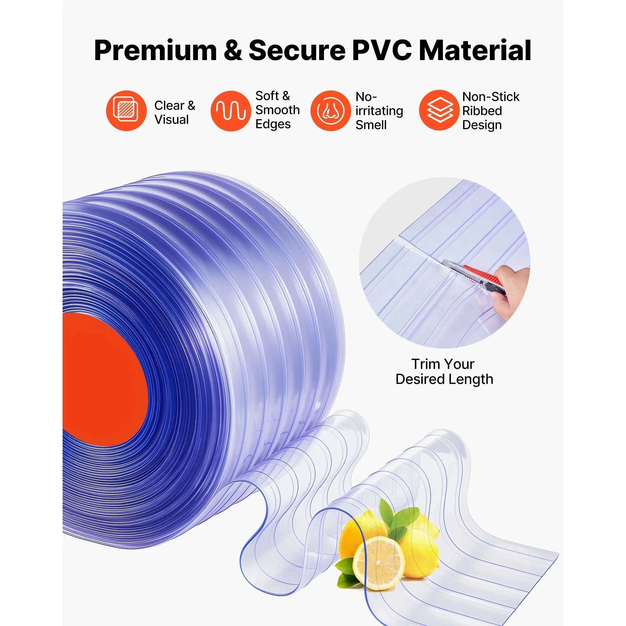 Clear PVC Strip Curtain Roll 12in Wide for Garage & Freezer Doors-101ftx12inch / United States